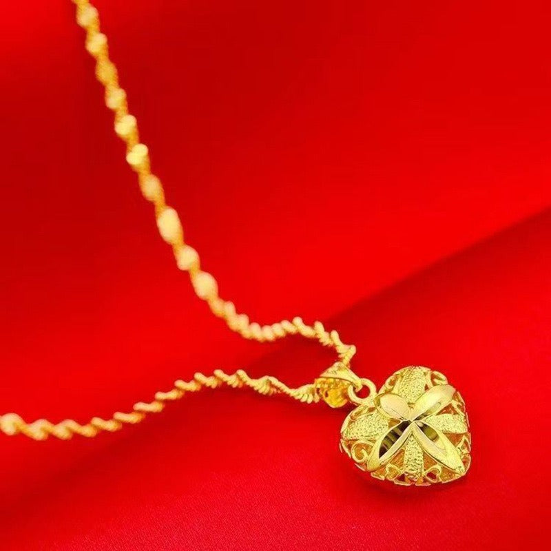 Hollow Rose Heart Pendant Necklace