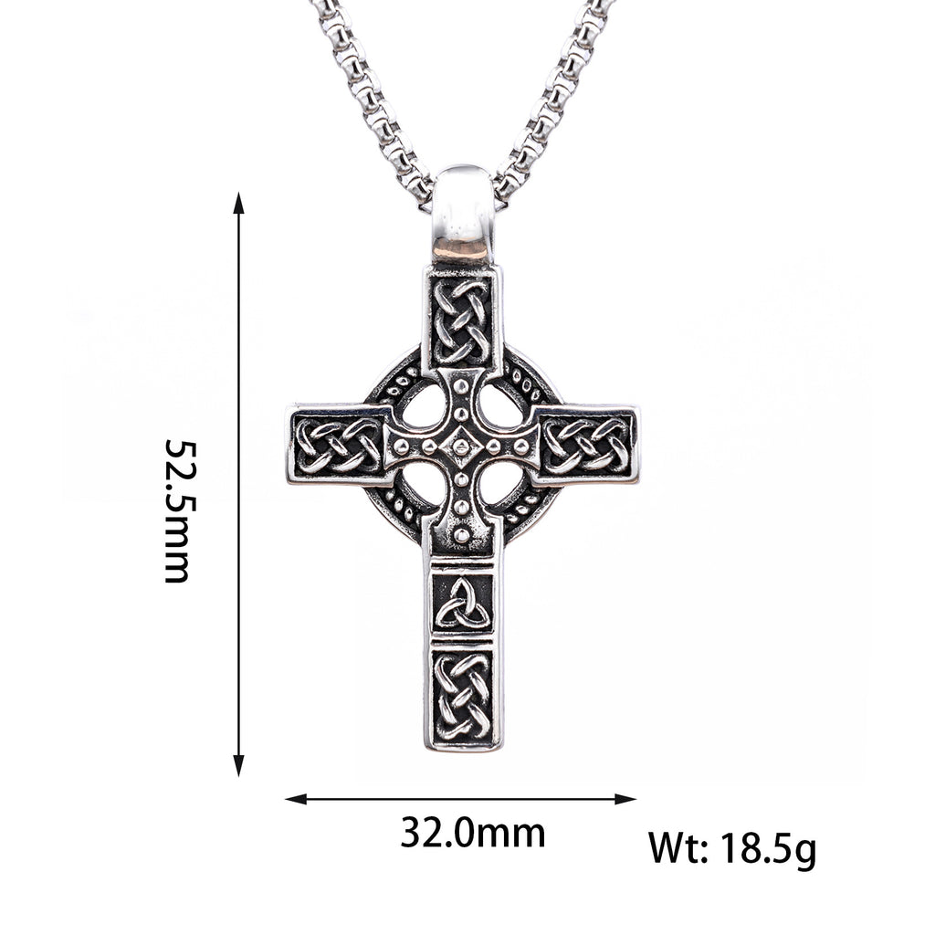 Stainless Steel Cross Pendant Viking Necklace