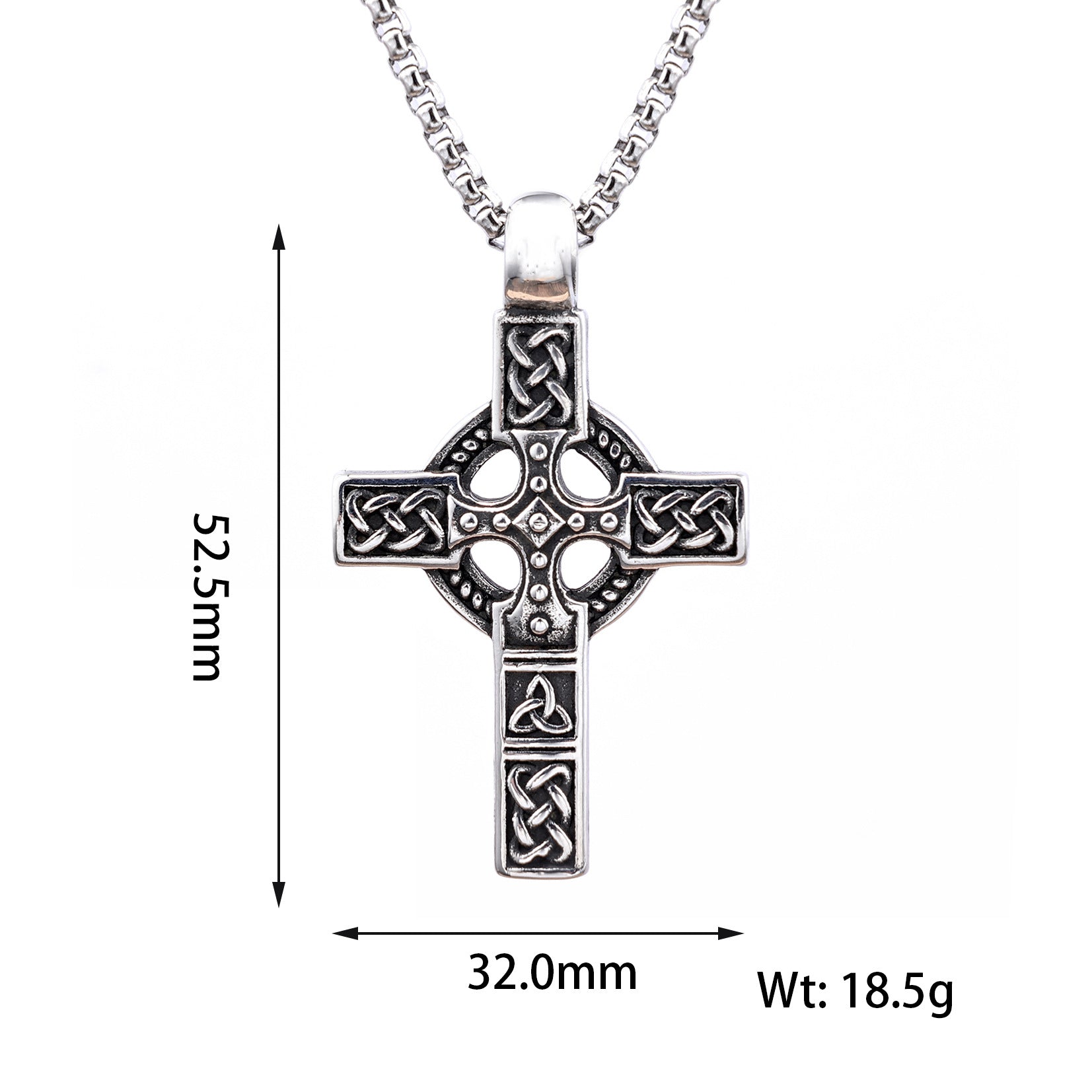 Stainless Steel Cross Pendant Viking Necklace