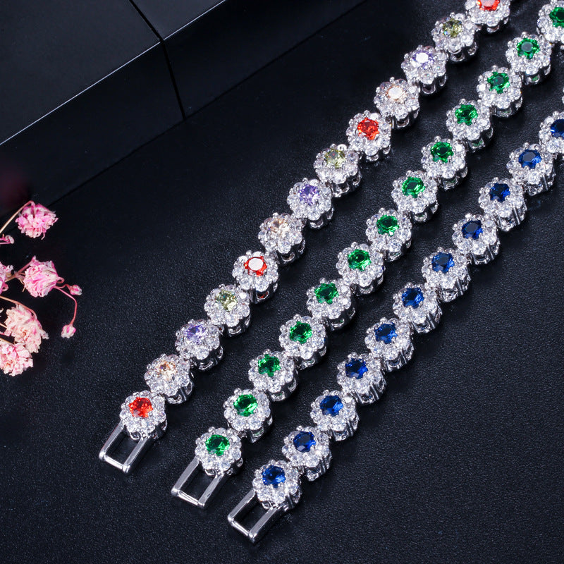 Elegant Zircon Electroplated Platinum Bracelet