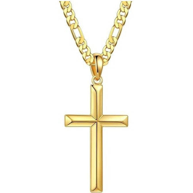 Stainless Steel Cross Pendant Cuban Chain Necklace