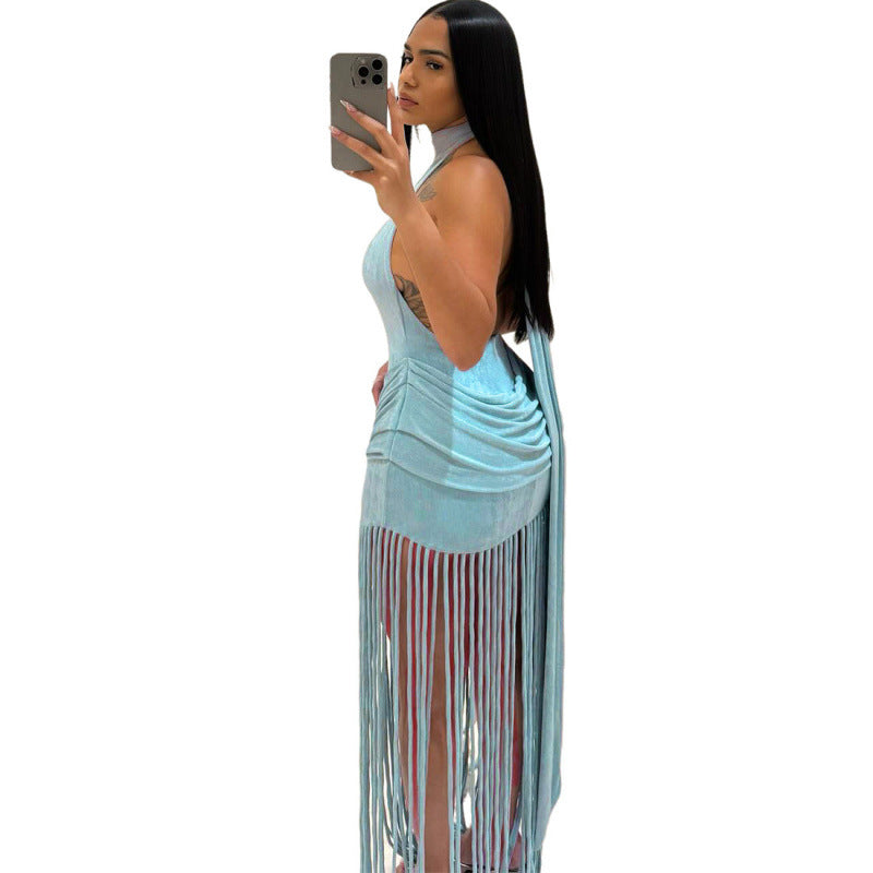 Elegant Backless Halter Neck Dress
