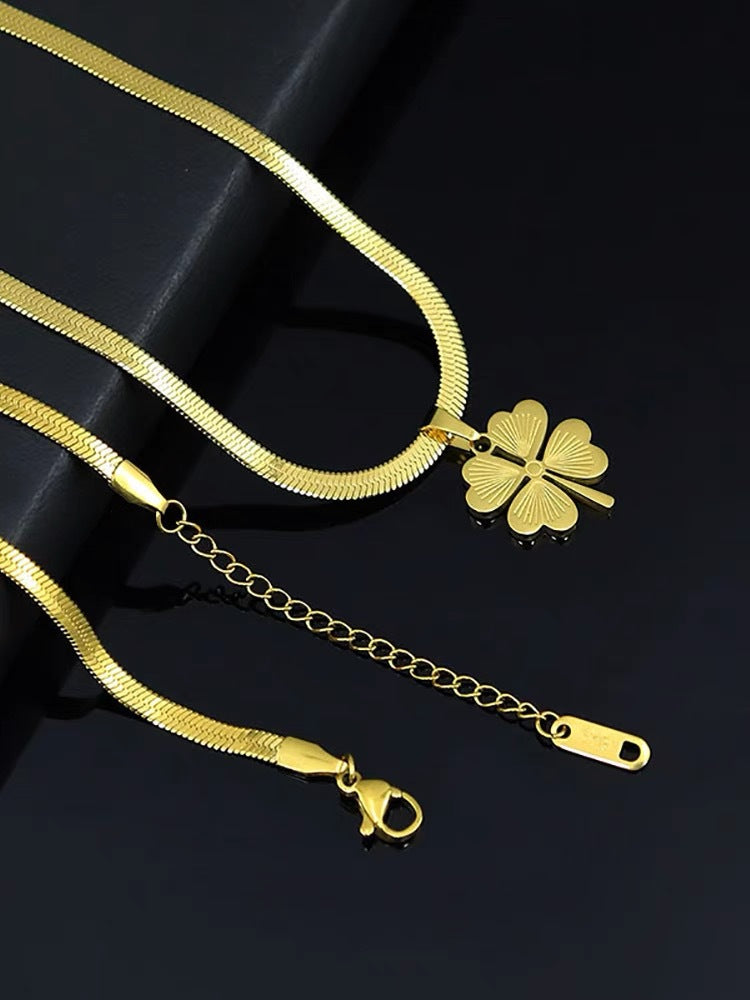Titanium Steel Double-Sided Four-Leaf Clover Necklace