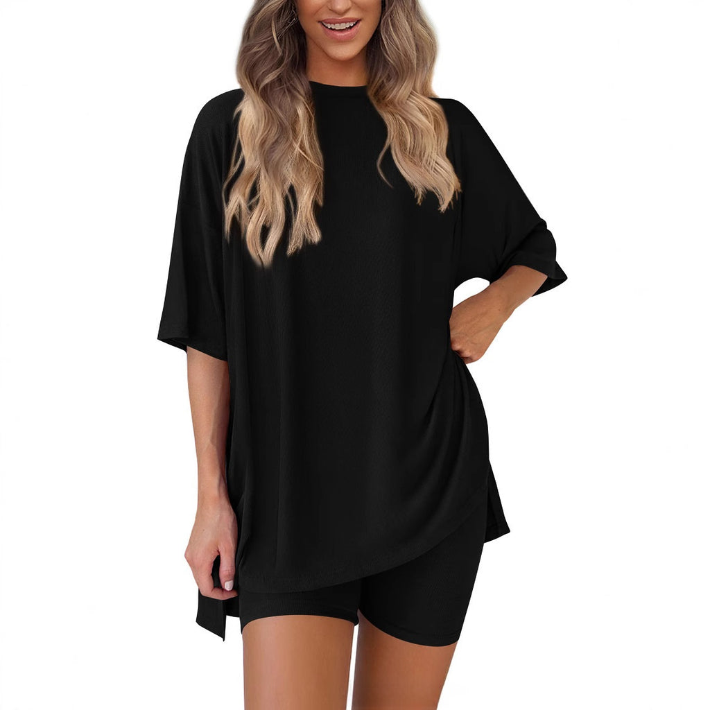 Womens Casual Short Sleeve Shorts Set
