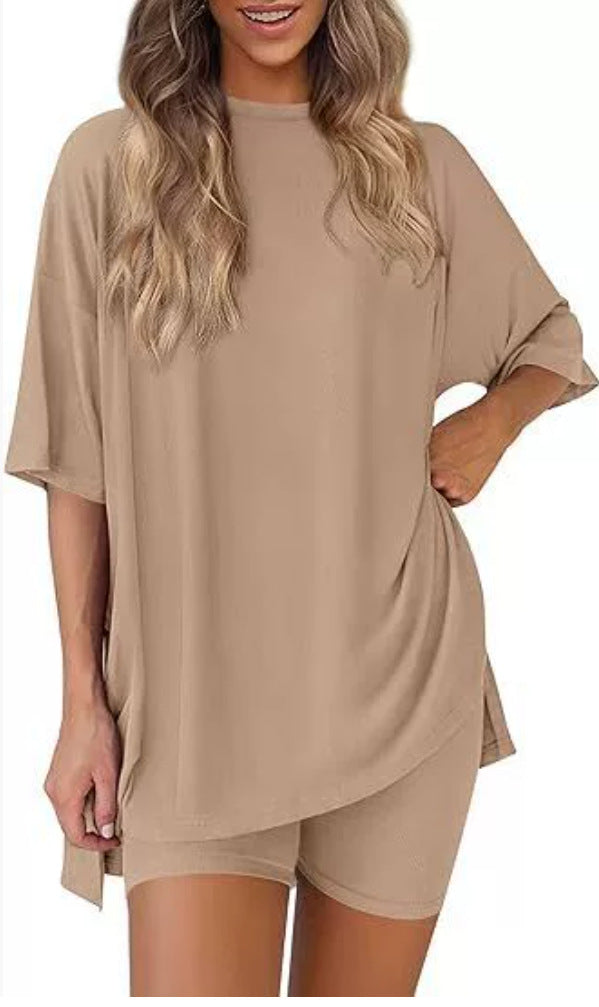 Womens Casual Short Sleeve Shorts Set