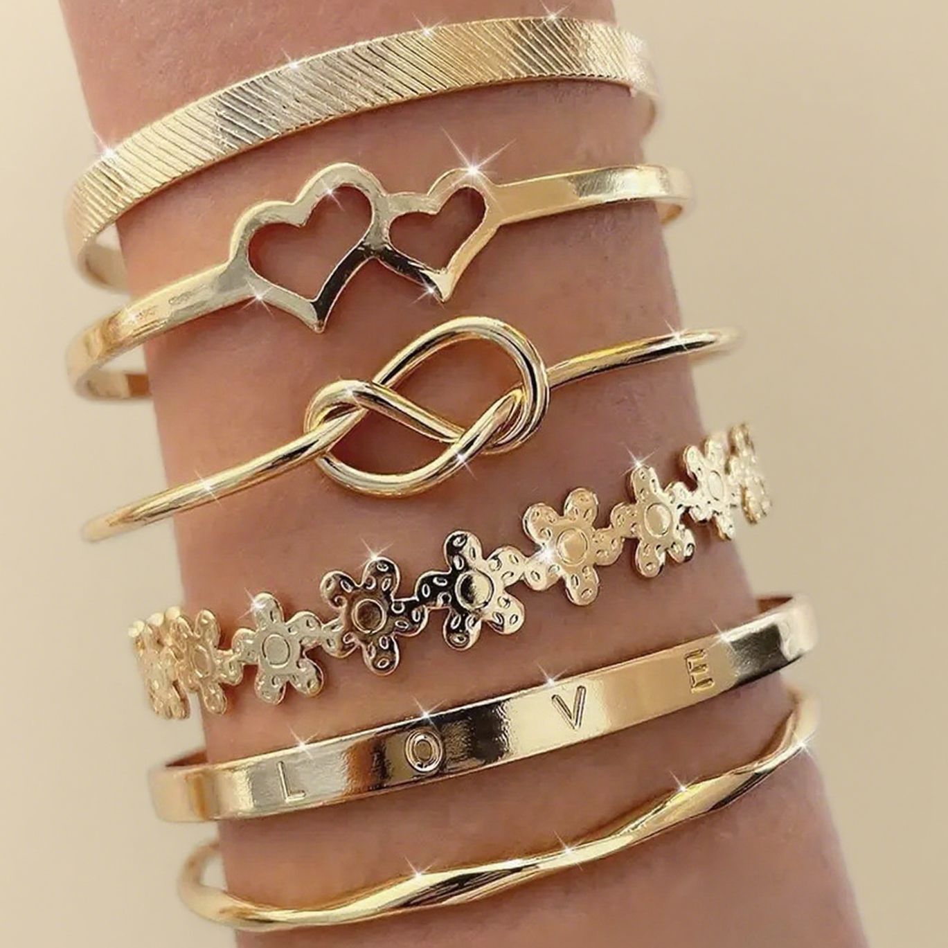 Geometric Stacking Bracelets Set for Women