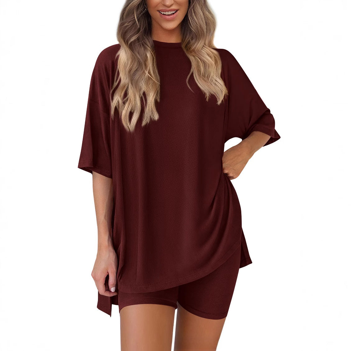 Womens Casual Short Sleeve Shorts Set