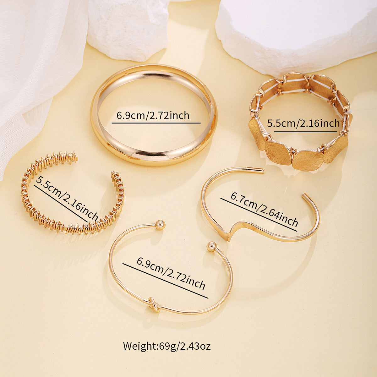 Geometric Stacking Bracelets Set for Women